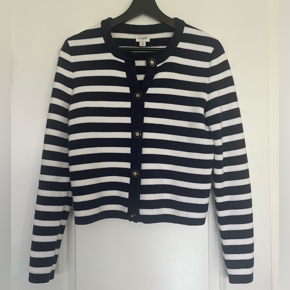 J. Crew factory Women's Striped navy and White lady jacket sweater